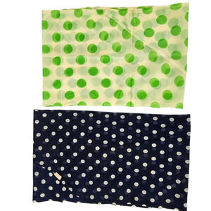 Lot of 2 vintage buff scarves cowls turtlenecks green navy polka dots